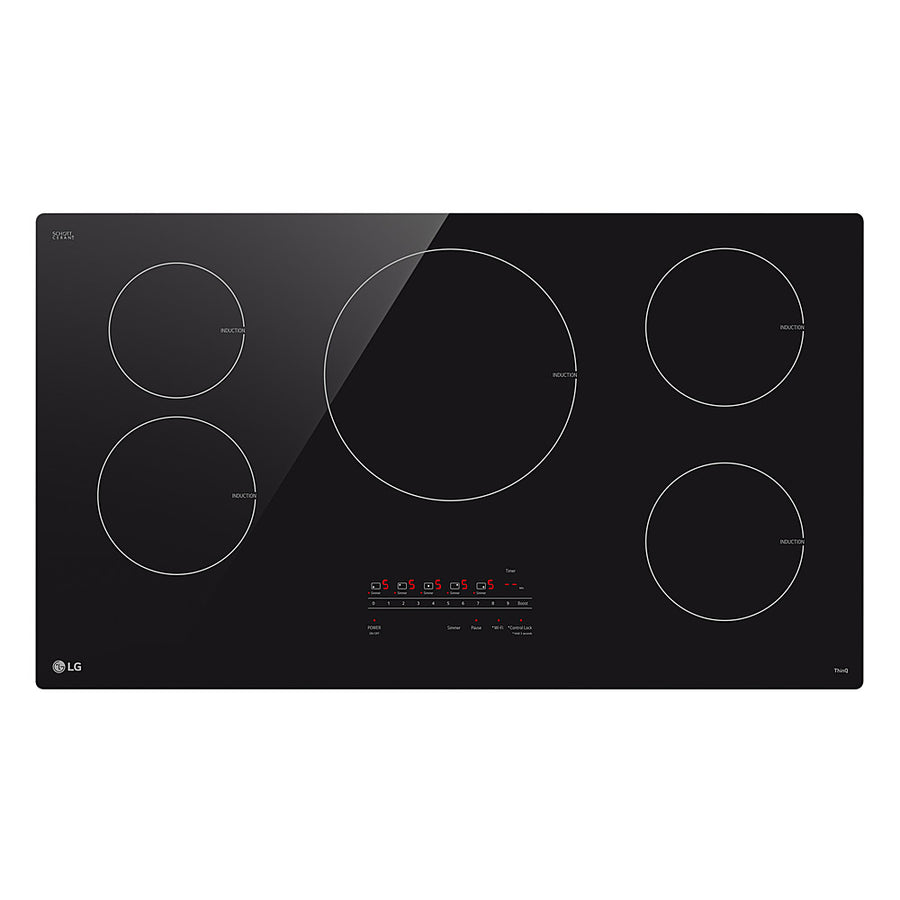 LG - 36" Built-in Electric Induction Cooktop with 5 Elements and UltraHeat 4.3kW Power Element - Black Ceramic_0