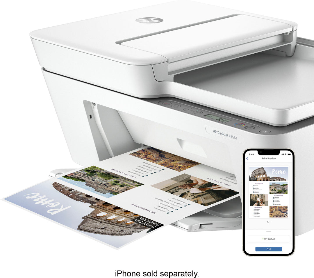 HP - DeskJet 4255e Wireless All-In-One Inkjet Printer with 3 Months of Instant Ink Included with HP+ - White_4