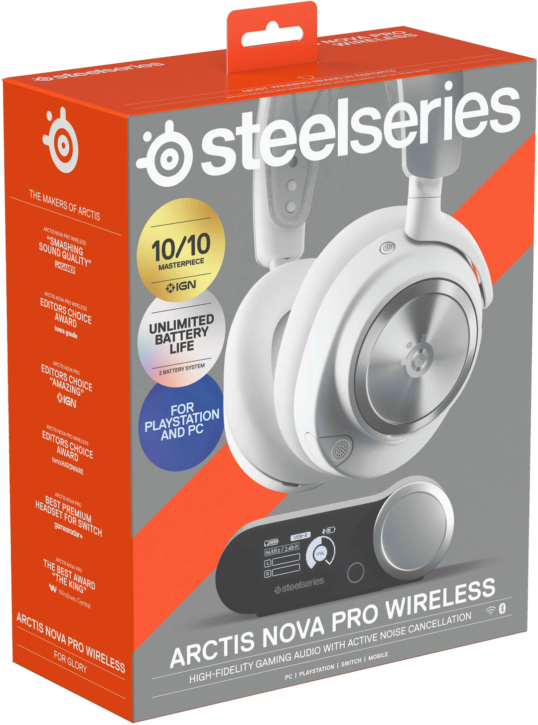 SteelSeries - Arctis Nova Pro Wireless Multi Gaming Headset for PC, PS5, PS4, Switch - White_10