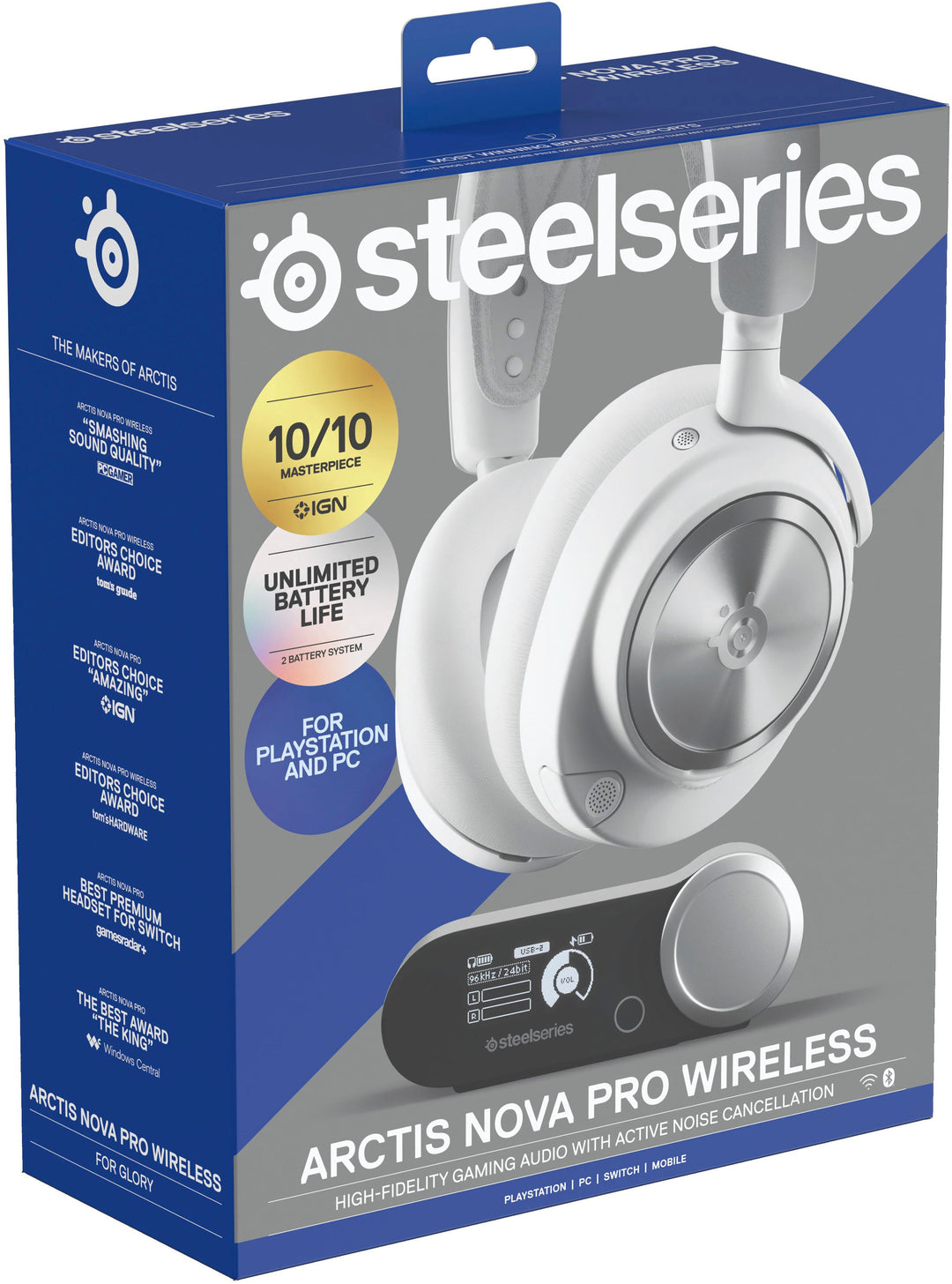 SteelSeries - Arctis Nova Pro Wireless Multi Gaming Headset for PS5, PS4, PC, Switch - White_8