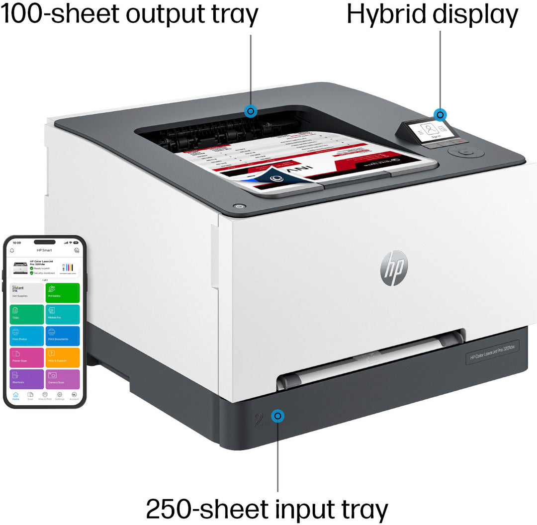 HP - LaserJet Pro 3201dw Wireless Color Laser Printer - White & Slate_6