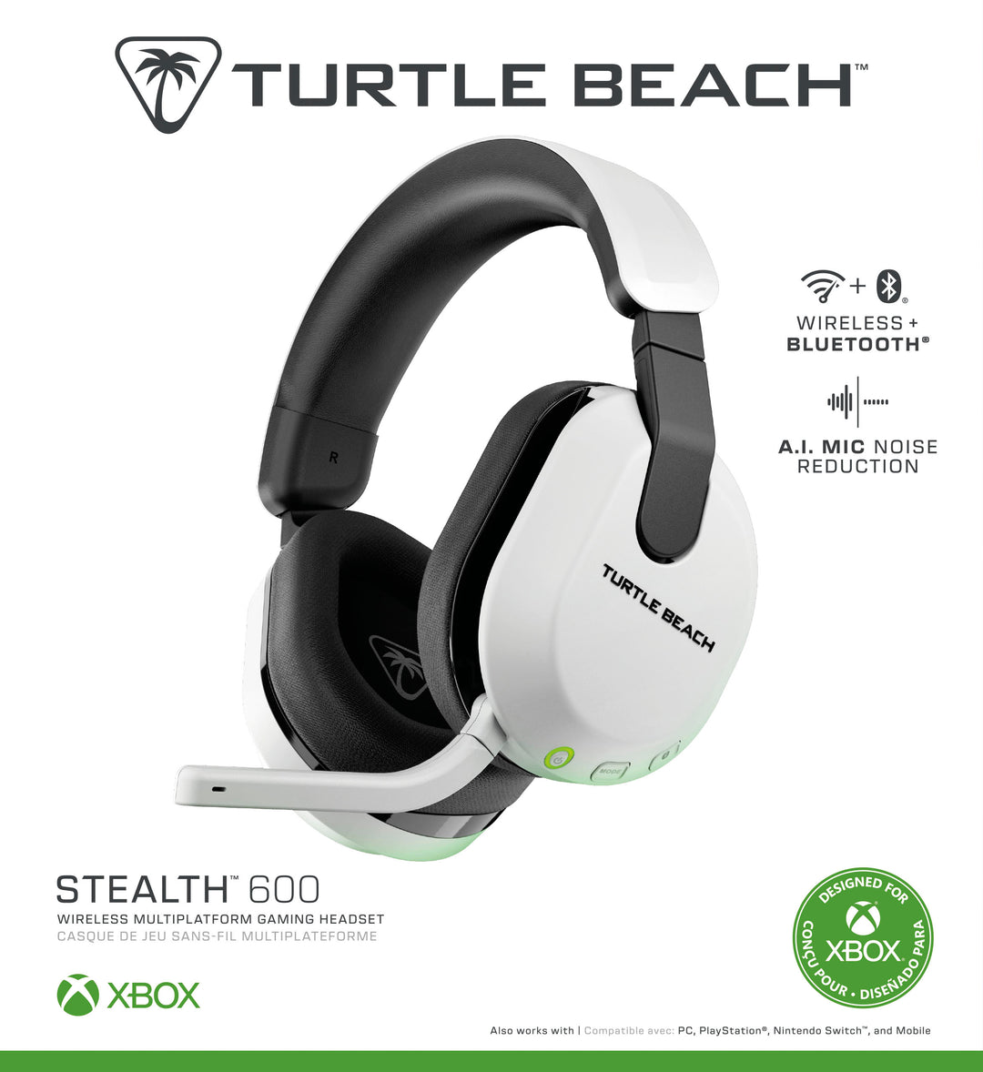 Turtle Beach Stealth 600 Wireless Gaming Headset for Xbox Series X|S, PC, PS5, PS4, Nintendo Switch with 80-Hr Battery - White_10