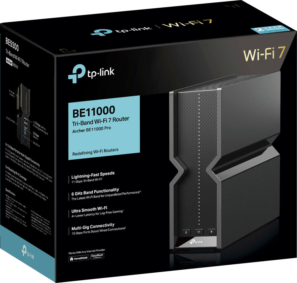 TP-Link - Archer BE11000 Tri-Band Wi-Fi 7 Router - Black_1