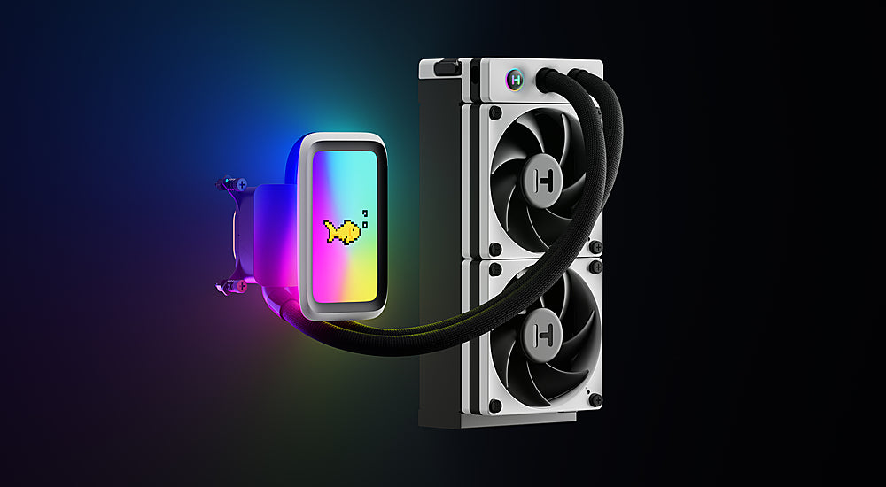 HYTE - THICC Q60 240mm Radiator AIO CPU Liquid Cooler With 5" Ultraslim IPS Display - Powered By Nexus Link - White_1