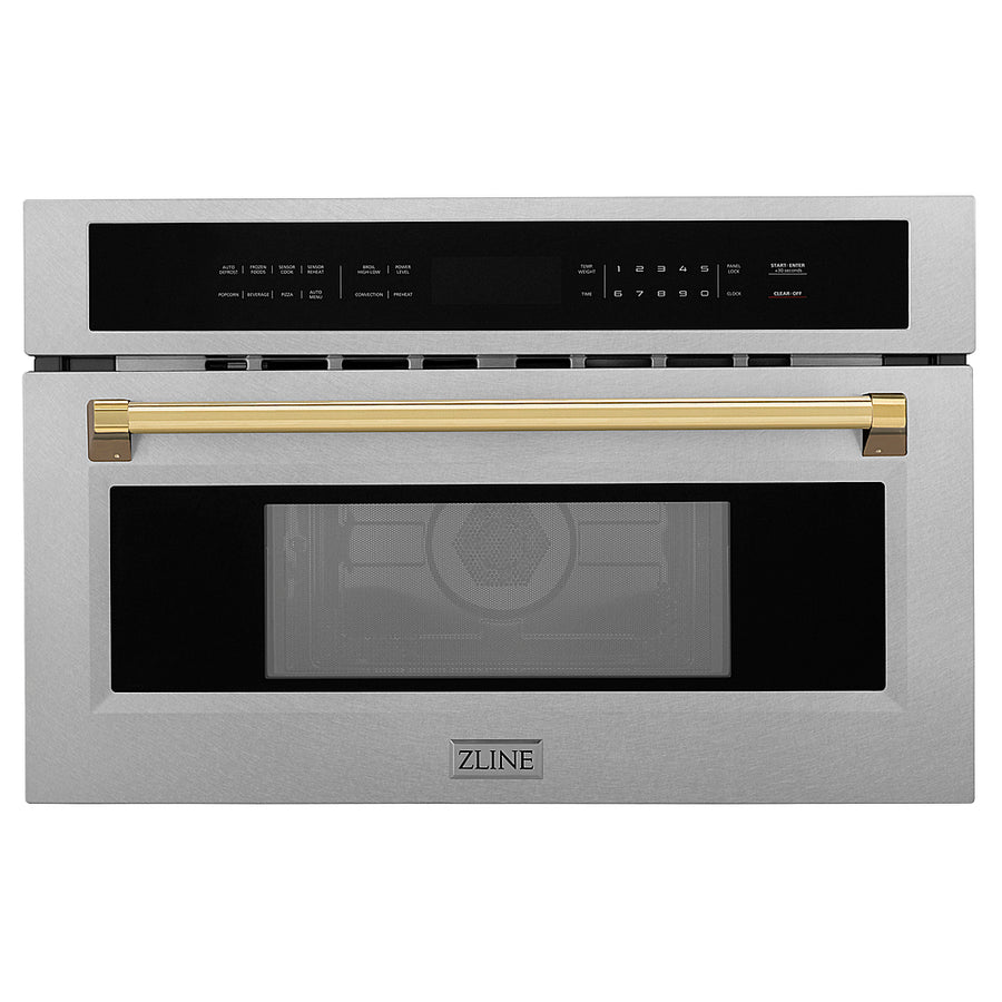 ZLINE - Autograph 30" 1.6 cu ft. Built-in Convection Microwave Oven in Stainless Steel and Polished Gold Accents_0