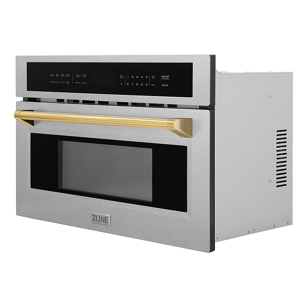 ZLINE - Autograph 30" 1.6 cu ft. Built-in Convection Microwave Oven in Stainless Steel and Polished Gold Accents_8