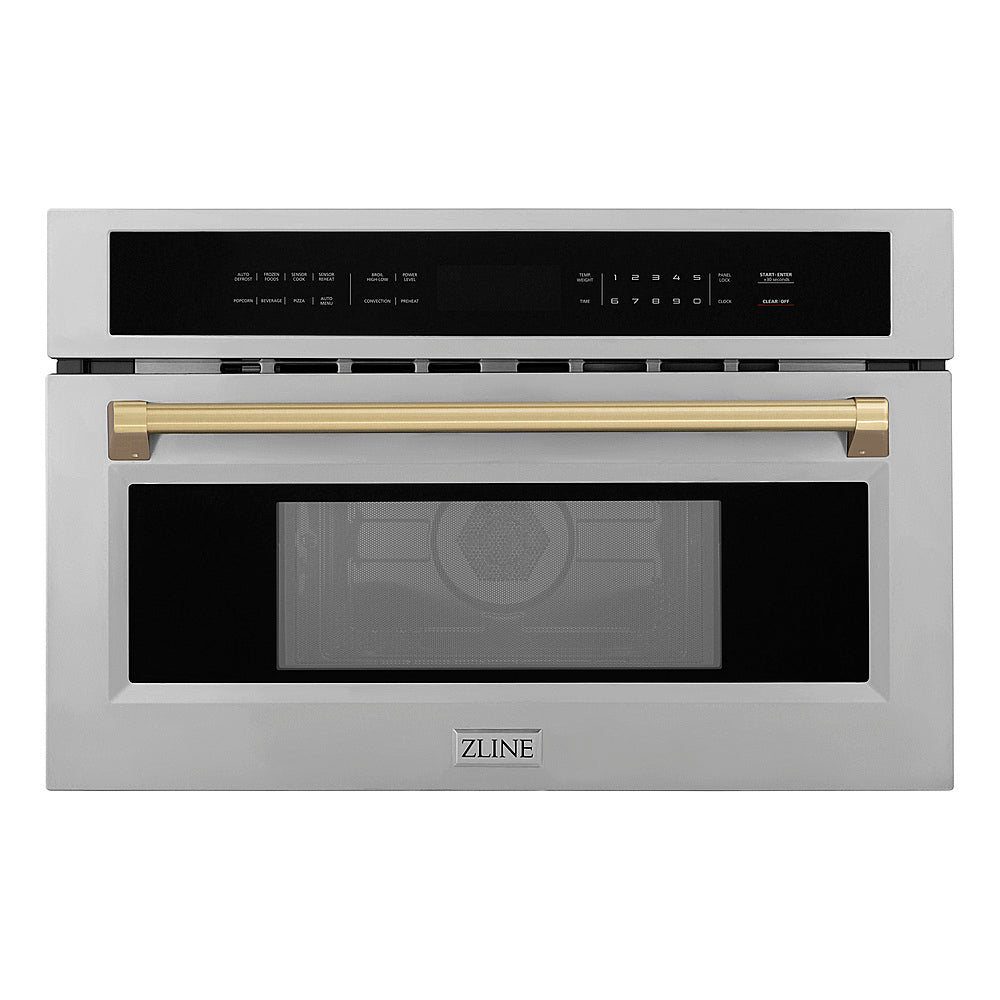 ZLINE - Autograph Edition 30" 1.6 cu ft. Built-in Convection Microwave Oven in Stainless Steel and Champagne Bronze Accents_0