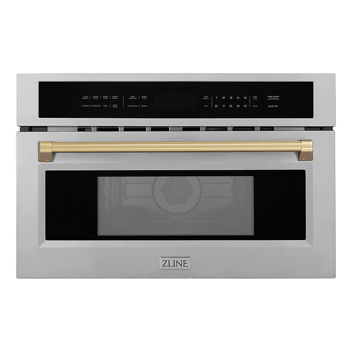 ZLINE - Autograph Edition 30" 1.6 cu ft. Built-in Convection Microwave Oven in Stainless Steel and Champagne Bronze Accents_0