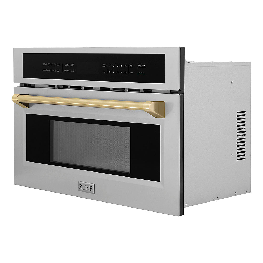 ZLINE - Autograph Edition 30" 1.6 cu ft. Built-in Convection Microwave Oven in Stainless Steel and Champagne Bronze Accents_9