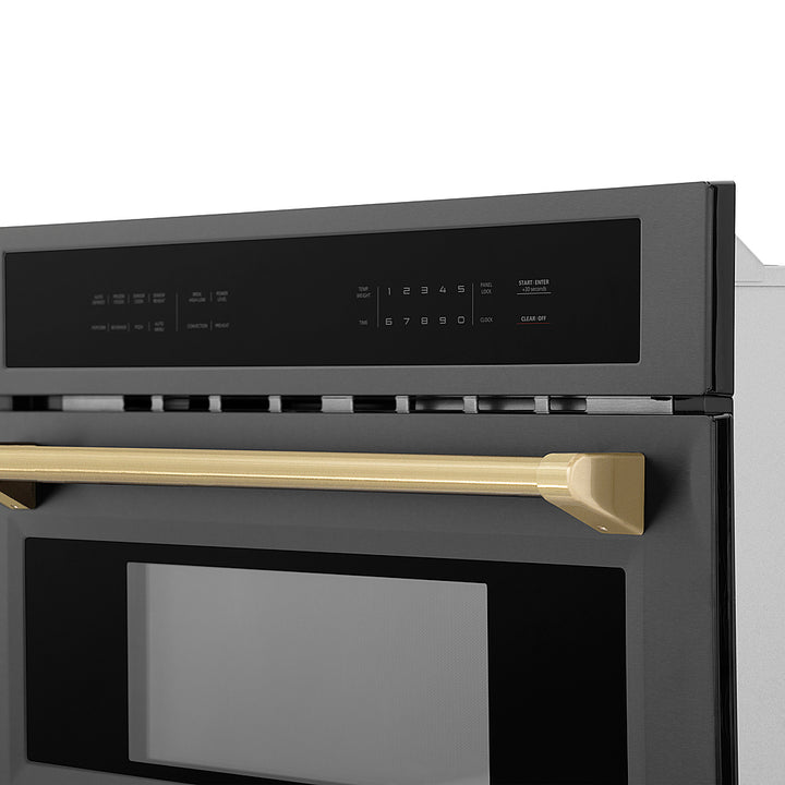 ZLINE - Autograph 30" 1.6 cu ft. Built-in Convection Microwave Oven in Black Stainless Steel and Champagne Bronze Accents_4