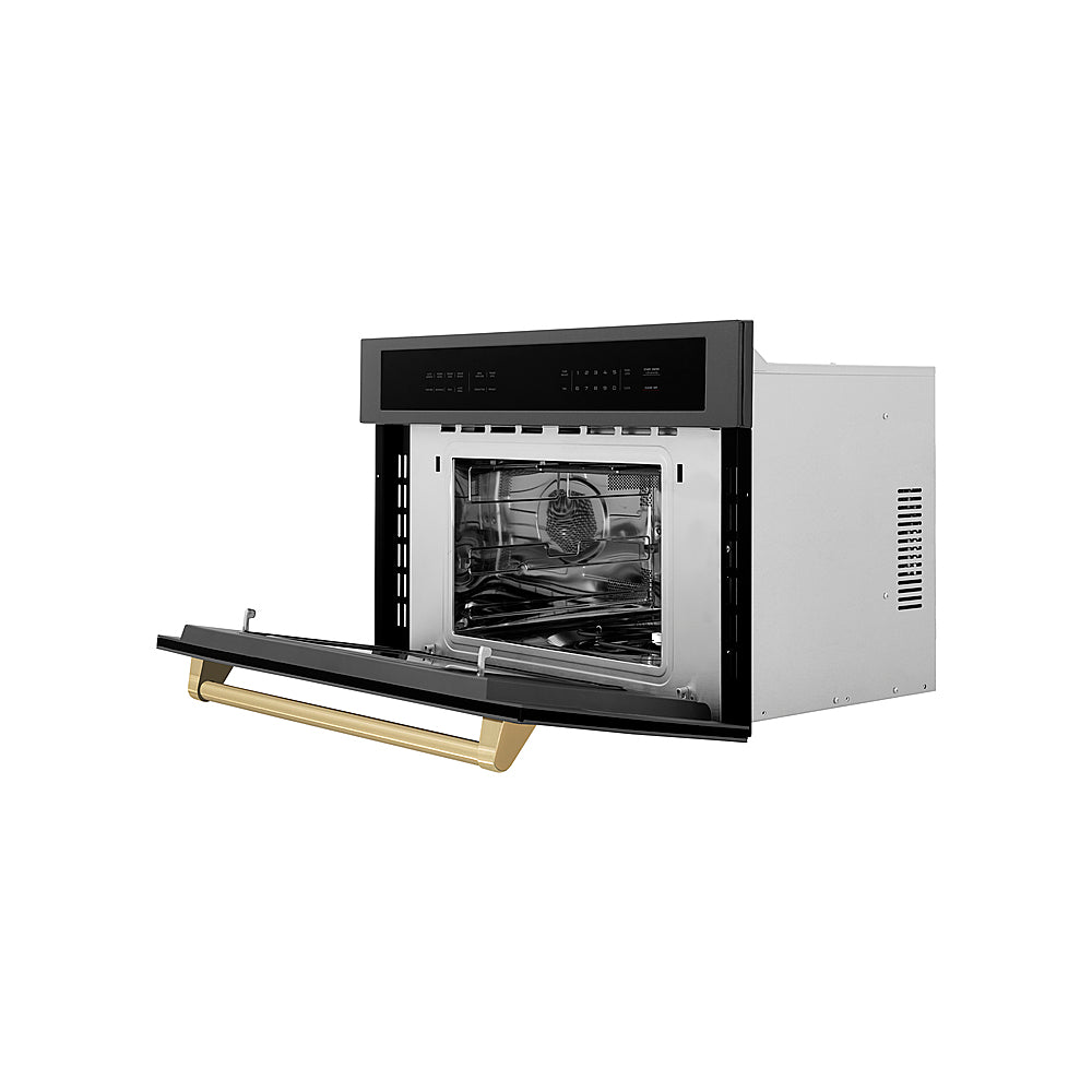 ZLINE - Autograph 30" 1.6 cu ft. Built-in Convection Microwave Oven in Black Stainless Steel and Champagne Bronze Accents_1