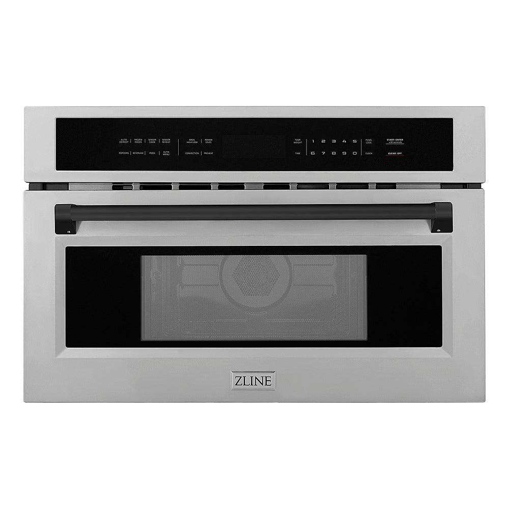 ZLINE - Autograph Edition 30" 1.6 cu ft. Built-in Convection Microwave Oven in Stainless Steel and Matte Black Accents_0