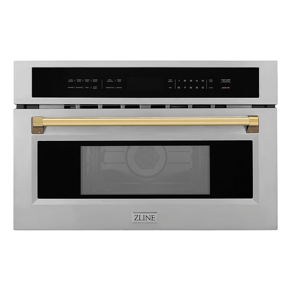 ZLINE - Autograph Edition 30" 1.6 cu ft. Built-in Convection Microwave Oven in Stainless Steel and Polished Gold Accents_0