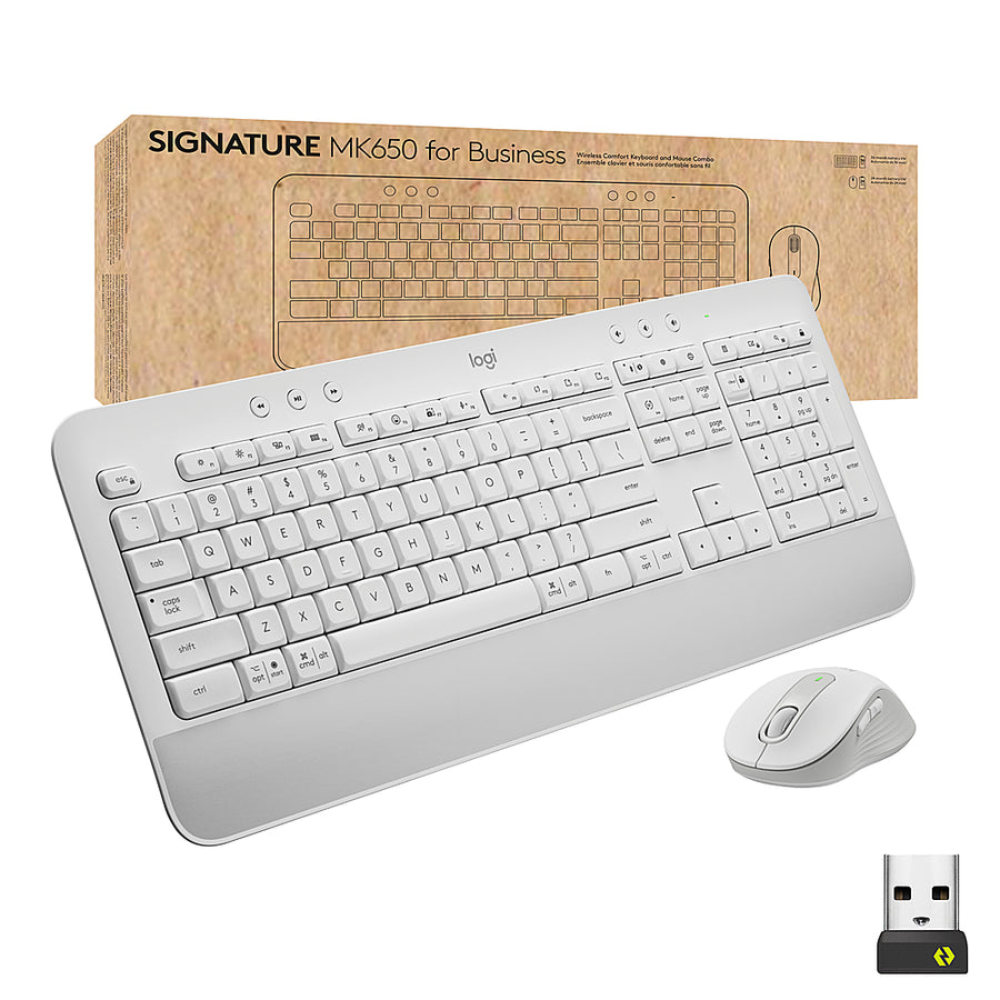 Logitech - Signature MK650 Combo for Business Full-size Wireless Keyboard and Mouse Bundle with Secure Logi Bolt Receiver - Off-White_0