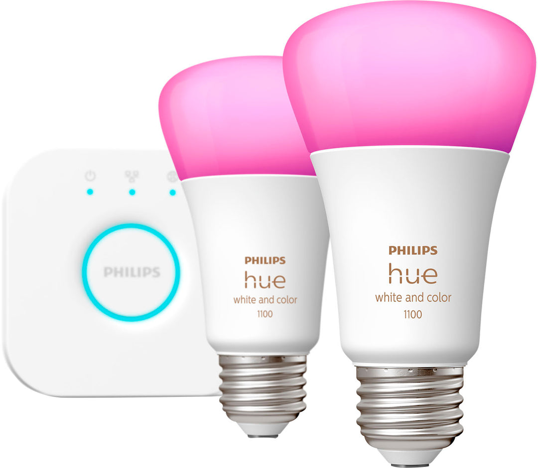 Philips - Hue Color A19 Smart LED Bulb 2PK + Hue Bridge - White and Color Ambiance_4