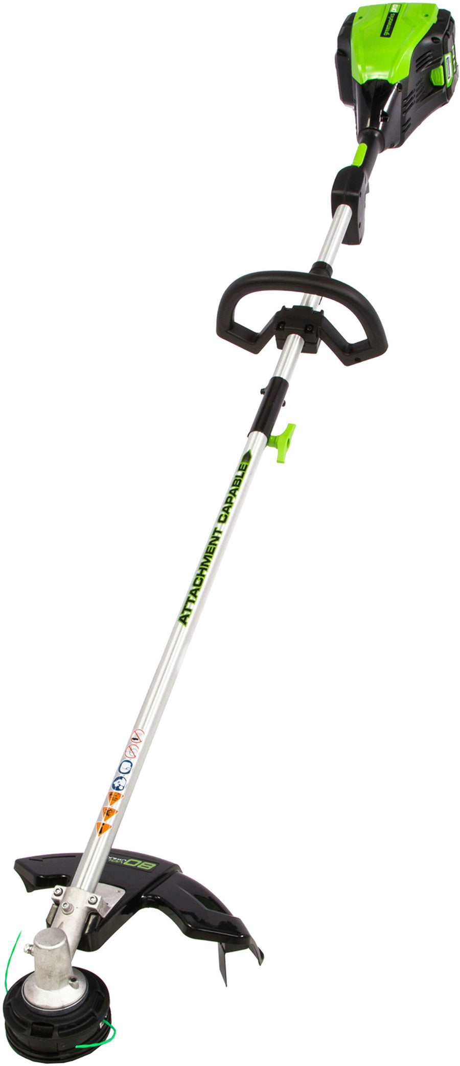 Greenworks - Refurbished 80V 16" Cutting Diameter Brushless Straight Shaft Grass Trimmer 2.0 Ah Battery and Rapid Charger - Green_0