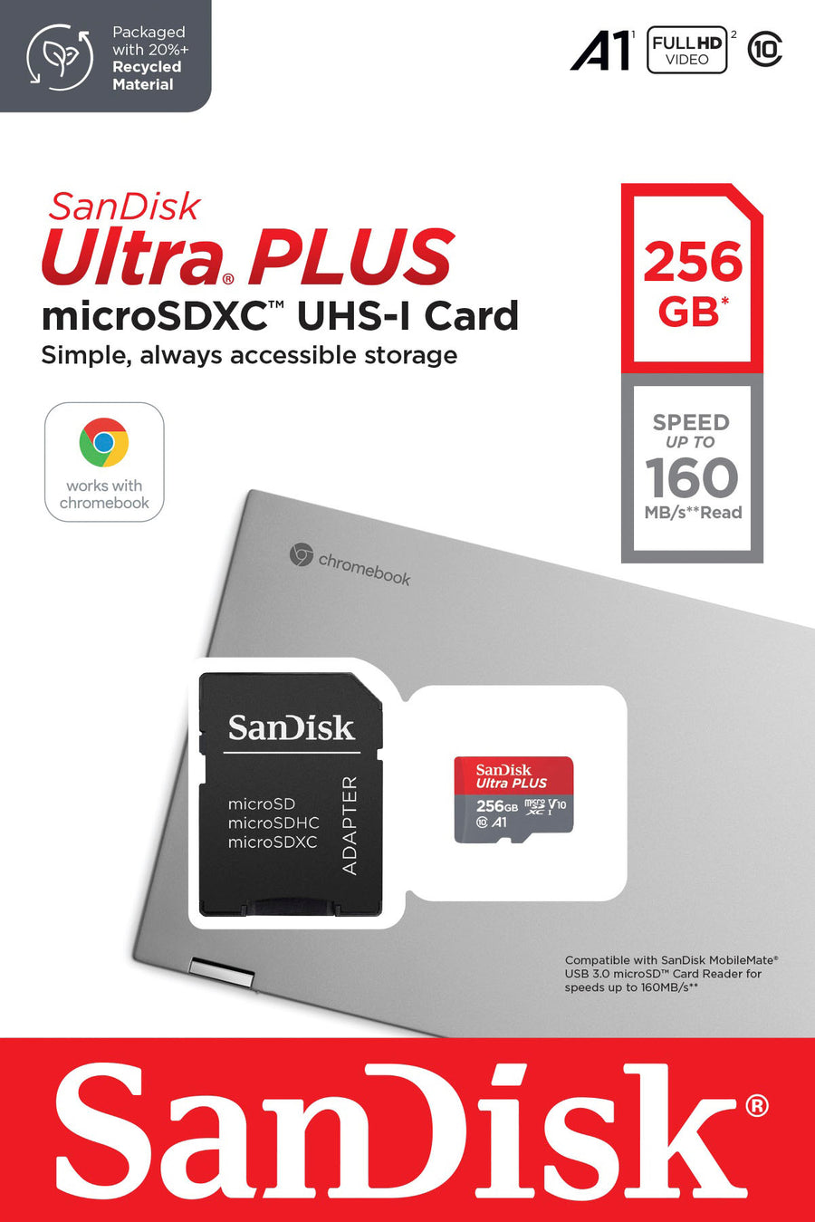 SanDisk - Ultra PLUS 256GB microSDXC UHS-I Memory Card for Chromebook_0