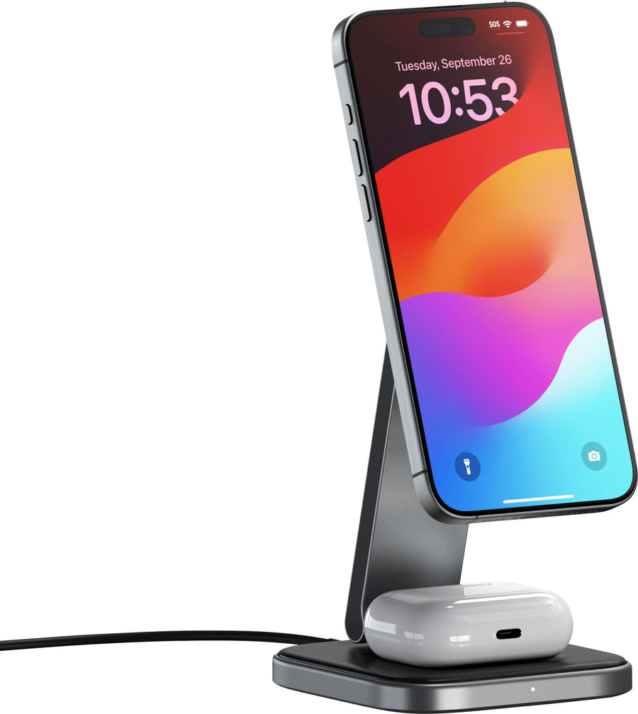 Satechi - 2-in-1 Foldable Qi2 Wireless Charging Stand - Space Gray_0