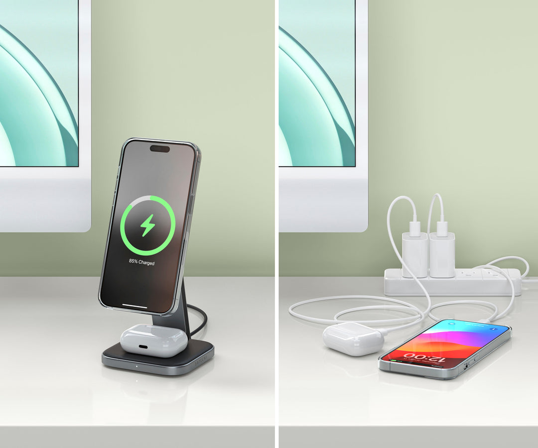 Satechi - 2-in-1 Foldable Qi2 Wireless Charging Stand - Space Gray_7