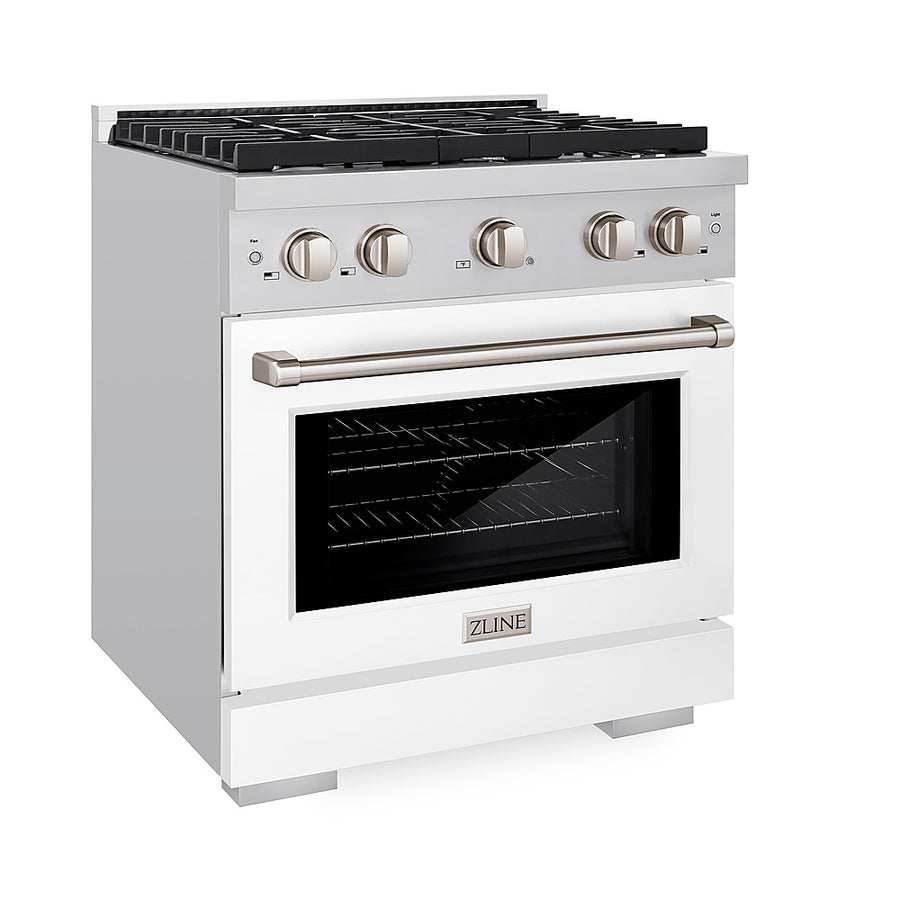 ZLINE - 30 in. 4.2 cu. ft. 4 Burner Gas Range with Convection Gas Oven in Stainless Steel with White Matte Door_0