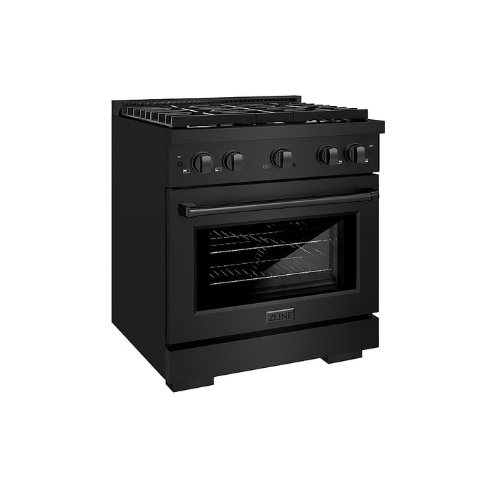 ZLINE 30 in. 4.2 cu. ft. Gas Range with Convection Gas Oven in Black Stainless Steel with 4 Brass Burners (SGRB-BR-30)_0