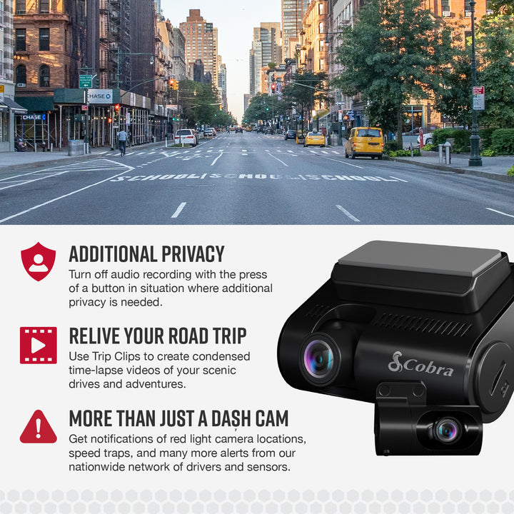 Cobra - SC 250R 4K Dual-View Front & Rear Dash Cam, works with Apple CarPlay/Android Auto - Black_3