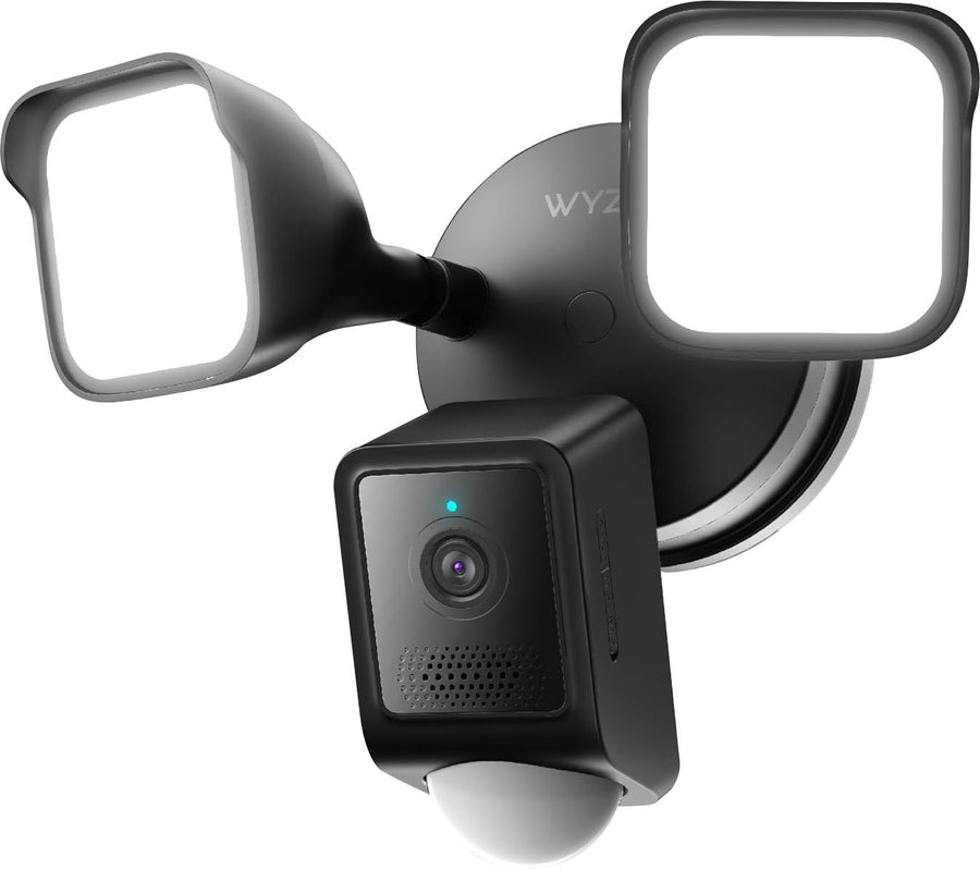 Wyze - Wired Outdoor Wi-Fi, 2600 Lumen Floodlight 2k Home Security Camera v2 - Black - Black_0
