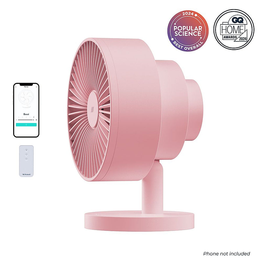 Windmill Smart Whisper-Quiet Air Circulator and Fan with 5 speeds and Remote - Pink_0