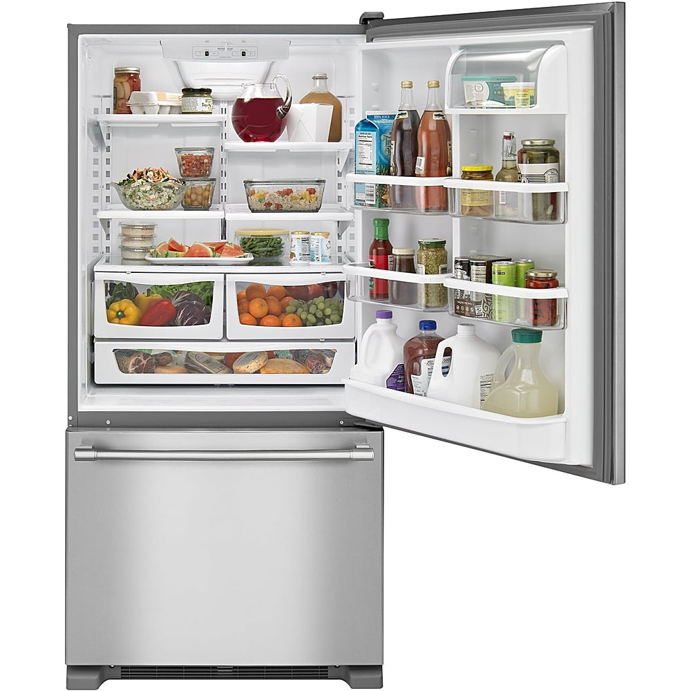 Maytag - 22 Cu. Ft. Bottom-Freezer Refrigerator with Humidity-Controlled FreshLock Crispers - Stainless Steel_1