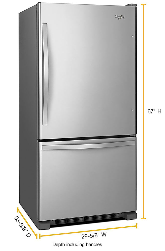 Whirlpool - 18.7 Cu. Ft. Bottom-Freezer Refrigerator with Spillguard Glass Shelves - Monochromatic Stainless Steel_3