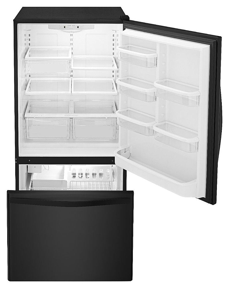 Whirlpool - 22 Cu. Ft. Bottom-Freezer Refrigerator with SpillGuard Glass Shelves - Black_1