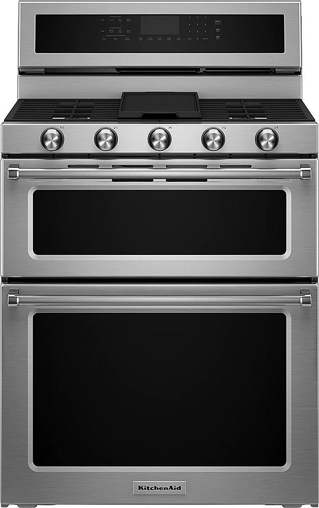 KitchenAid - 6.0 Cu. Ft. Self-Cleaning Free-Standing Double Oven Gas Convection Range - Stainless Steel_0