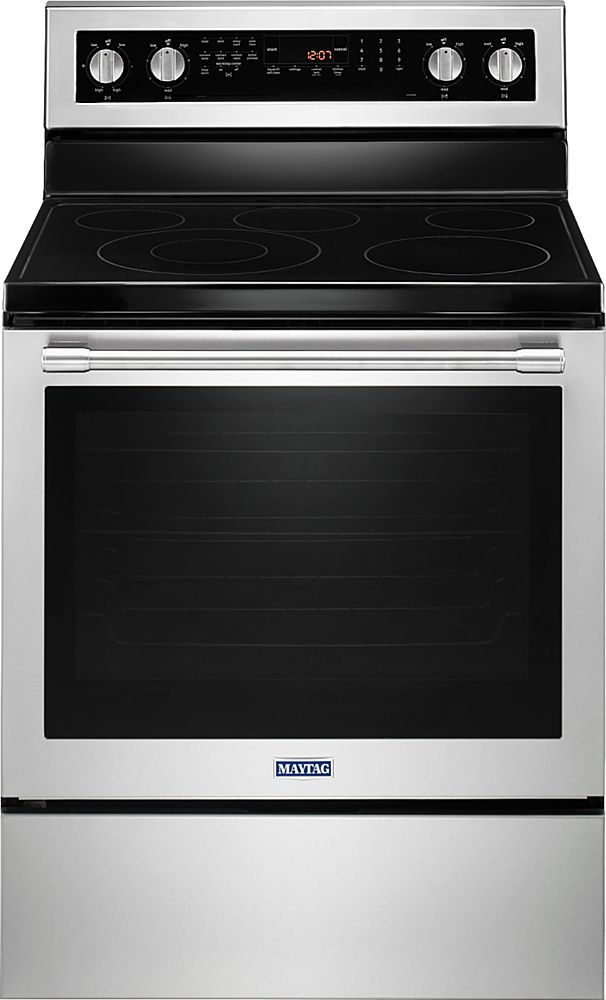 Maytag - 6.4 Cu. Ft. Self-Cleaning Freestanding Fingerprint Resistant Electric Convection Range - Stainless Steel_0