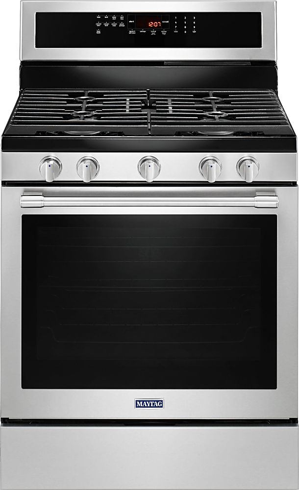 Maytag - 5.8 Cu. Ft. Self-Cleaning Freestanding Fingerprint Resistant Gas Convection Range - Stainless Steel_0