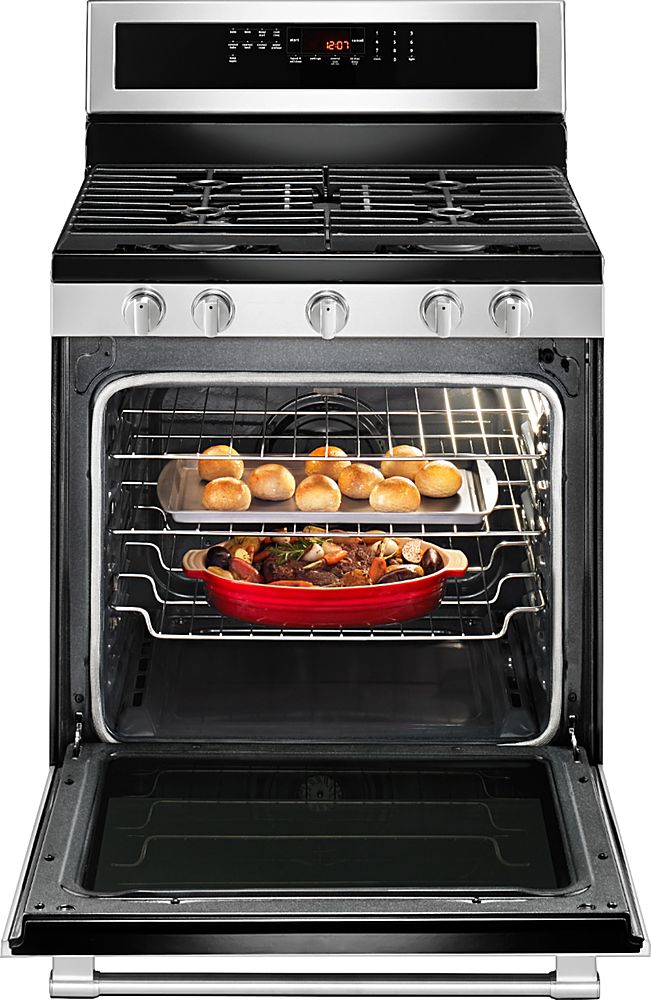 Maytag - 5.8 Cu. Ft. Self-Cleaning Freestanding Fingerprint Resistant Gas Convection Range - Stainless Steel_1