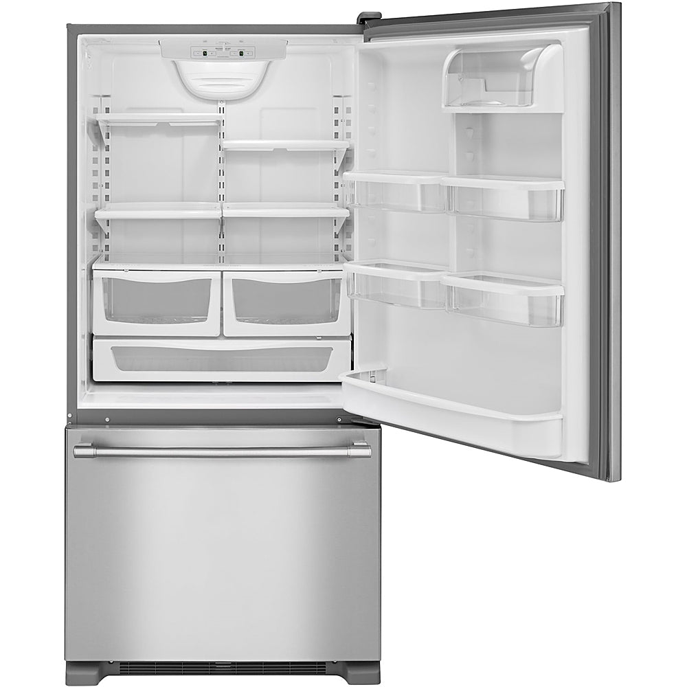 Maytag - 19 Cu. Ft. Bottom-Freezer Refrigerator with Humidity-Controlled FreshLock Crispers - Stainless Steel_1