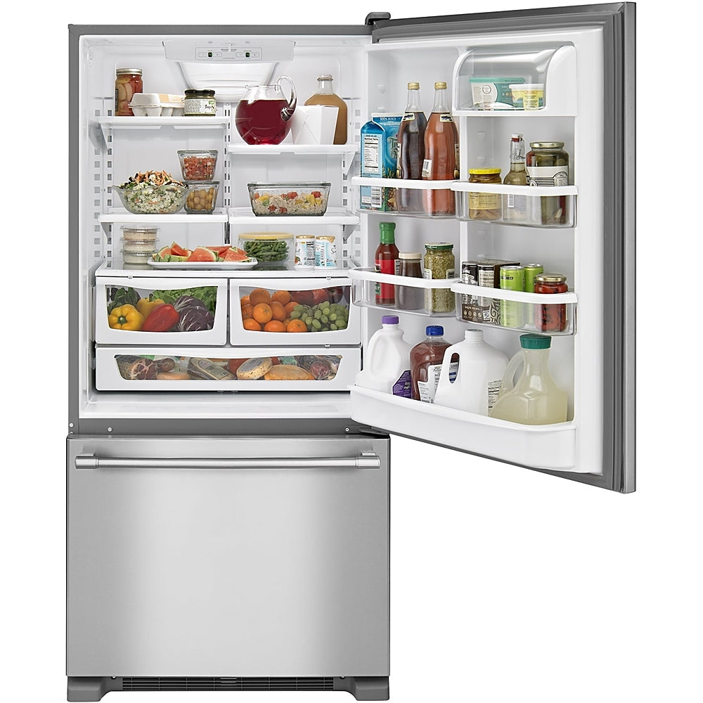Maytag - 19 Cu. Ft. Bottom-Freezer Refrigerator with Humidity-Controlled FreshLock Crispers - Stainless Steel_2