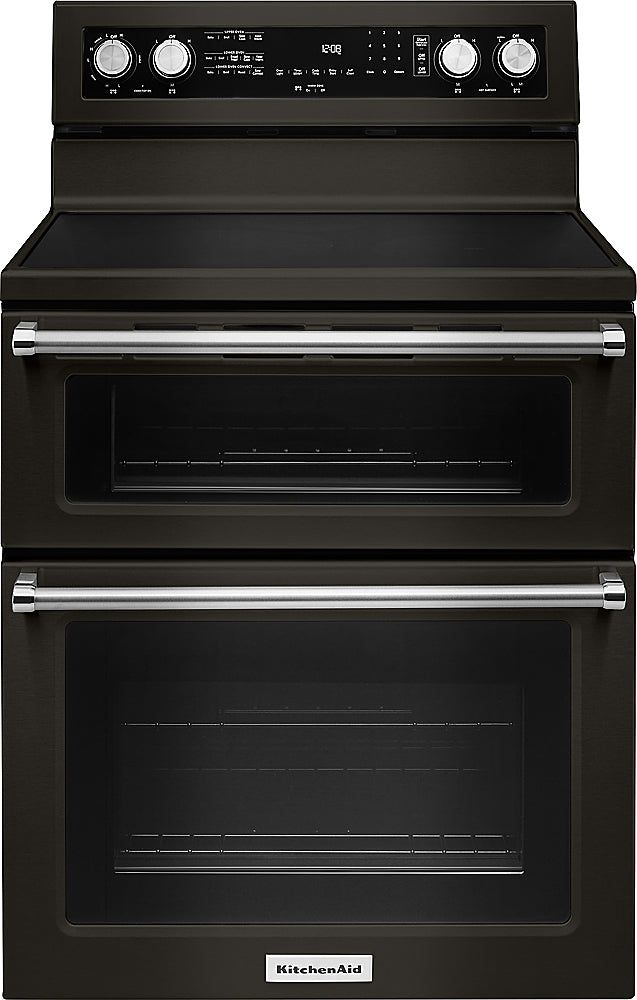 KitchenAid - 6.7 Cu. Ft. Self-Cleaning Freestanding Double Oven Electric Convection Range - Black Stainless Steel_0