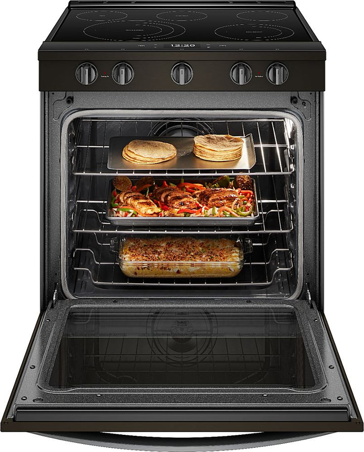 Whirlpool - 6.4 Cu. Ft. Slide-In Electric Convection Range with Self-Cleaning with Air Fry with Connection - Black Stainless Steel_2