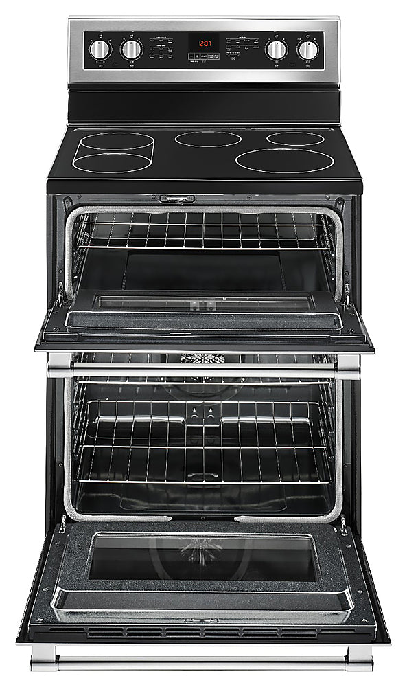 Maytag - 6.7 Cu. Ft. Self-Cleaning Freestanding Fingerprint Resistant Double Oven Electric Convection Range - Stainless Steel_13