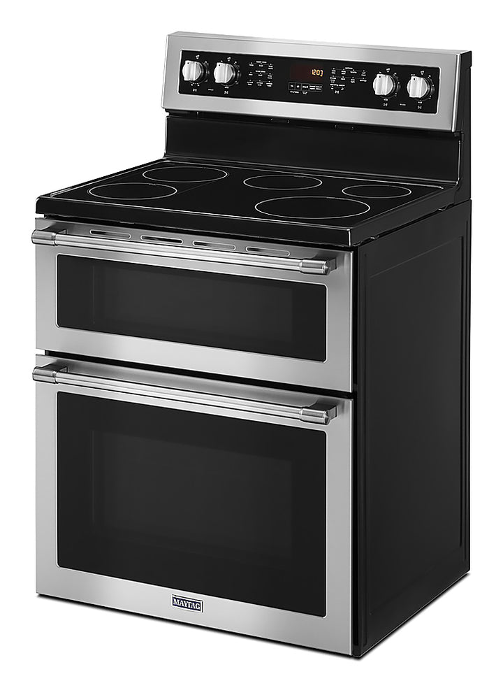 Maytag - 6.7 Cu. Ft. Self-Cleaning Freestanding Fingerprint Resistant Double Oven Electric Convection Range - Stainless Steel_3