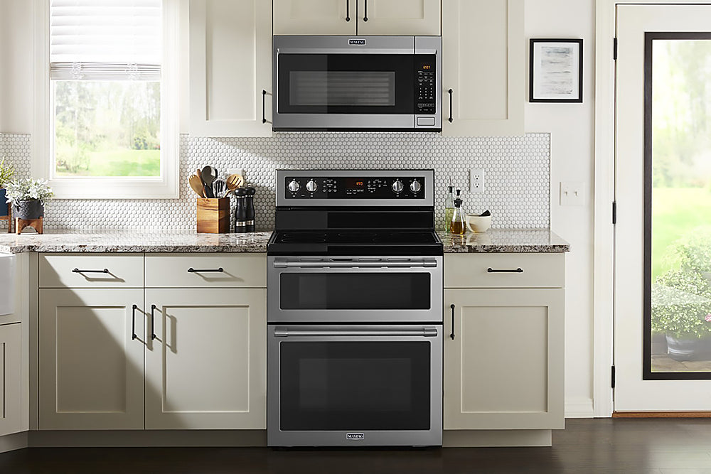 Maytag - 6.7 Cu. Ft. Self-Cleaning Freestanding Fingerprint Resistant Double Oven Electric Convection Range - Stainless Steel_9