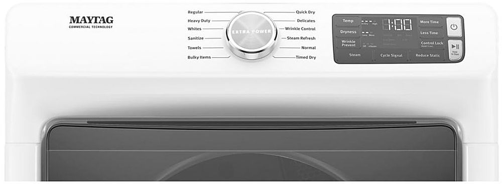 Maytag - 7.3 Cu. Ft. Stackable Electric Dryer with Steam and Extra Power Button - White_1