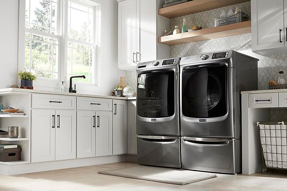 Maytag - 4.8 Cu. Ft. High Efficiency Stackable Front Load Washer with Steam and Fresh Hold - Metallic Slate_10