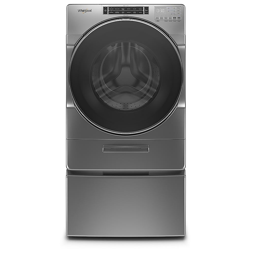 Whirlpool - 5.0 Cu. Ft. High Efficiency Stackable Front Load Washer with Steam and Load & Go XL Dispenser - Chrome Shadow_0