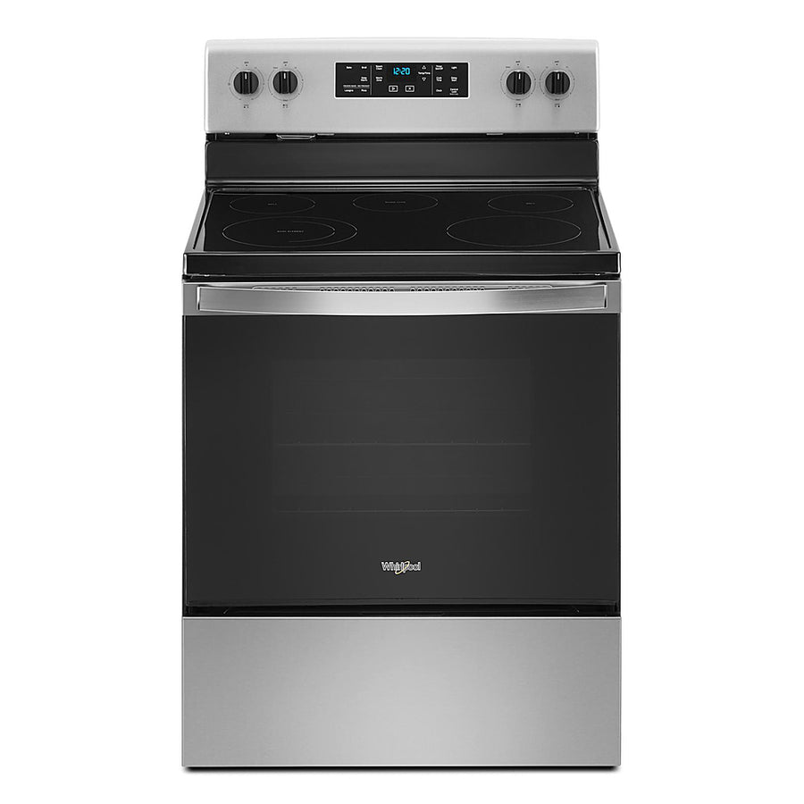 Whirlpool - 5.3 Cu. Ft. Freestanding Electric Range with Steam-Cleaning and Frozen Bake™ - Stainless Steel_0