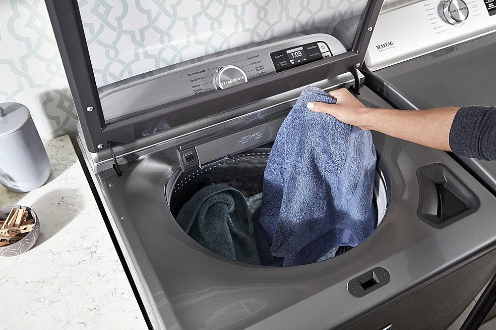 Maytag - 5.3 Cu. Ft. High Efficiency Smart Top Load Washer with Extra Power Button - Metallic Slate_9
