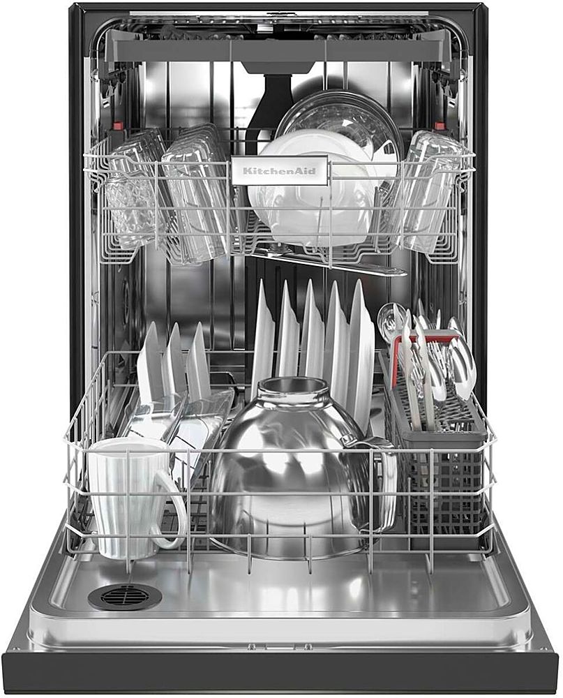 KitchenAid - 24" Front Control Built-In Dishwasher with Stainless Steel Tub, PrintShield Finish, 3rd Rack, 39 dBA - Black Stainless Steel_2