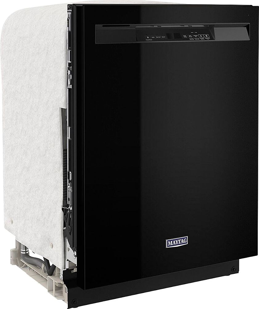 Maytag - 24" Front Control Built-In Dishwasher with Stainless Steel Tub, Dual Power Filtration, 50 dBA - Black_24
