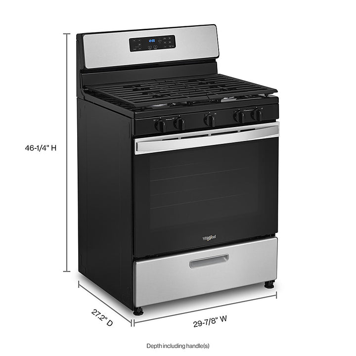 Whirlpool - 5.1 Cu. Ft. Freestanding Gas Range with Edge to Edge Cooktop - Stainless Steel_2